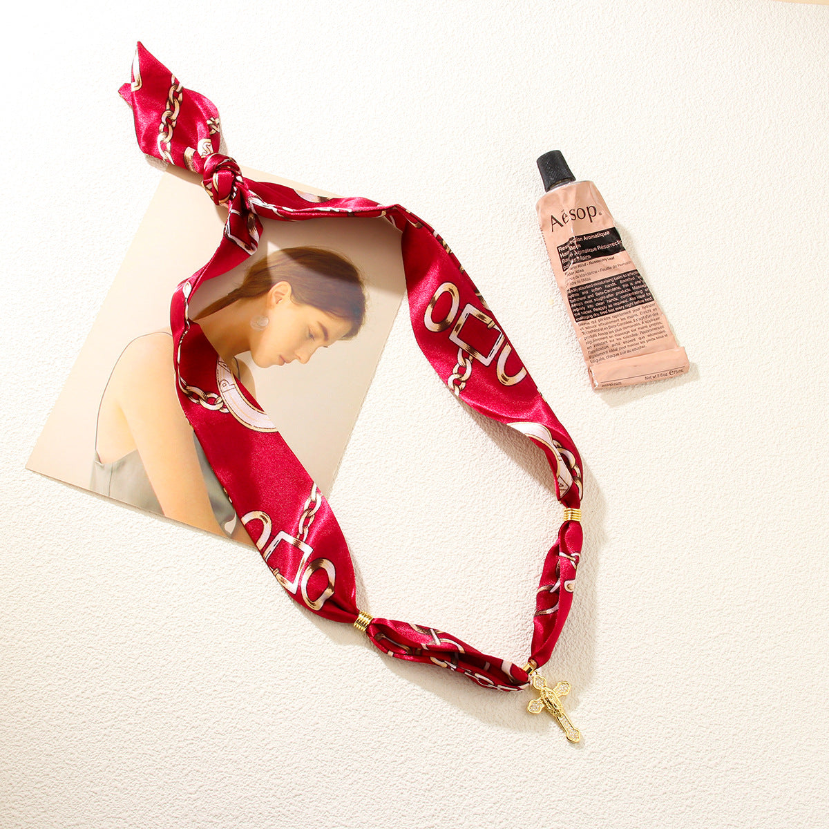 Wholesale Colorful ribbon hanging stainless steel pendant necklace